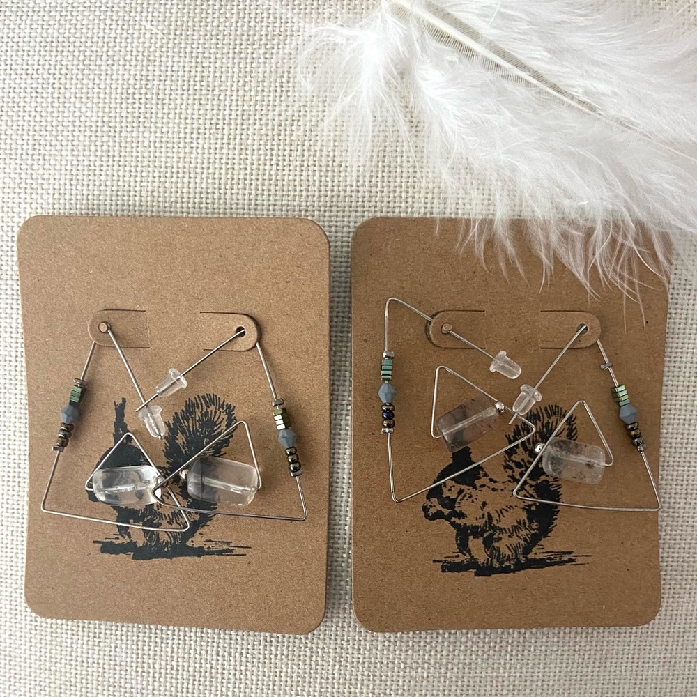 4/$15 Triangle Threader Earrings Silver Edition